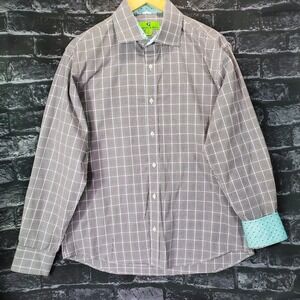 Bristol & Bull Shirt Mens Large Purple Blue Flip Cuff Button Down Spring Elegant